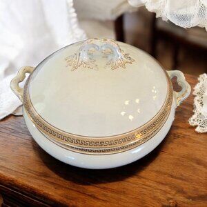 Ridgeways England 1905 Antique Covered Serving Bowl - Royal Semi Porcelain